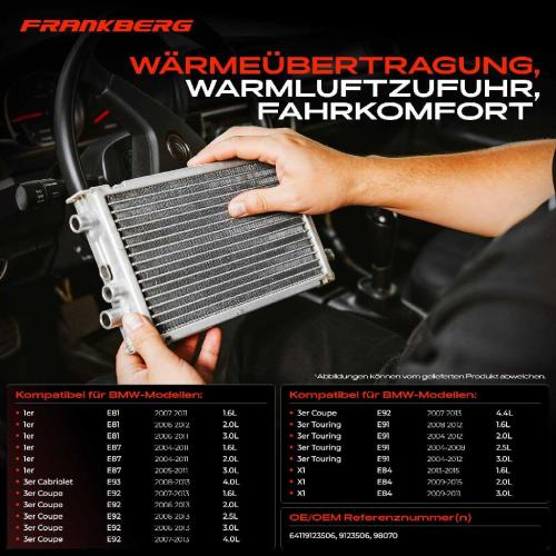 1x Wärmetauscher Innenraumheizung für BMW 1er E81 E87 E88 3er E90 E91 E92 E93 X1 Bild 1x Wärmetauscher Innenraumheizung für BMW 1er E81 E87 E88 3er E90 E91 E92 E93 X1
