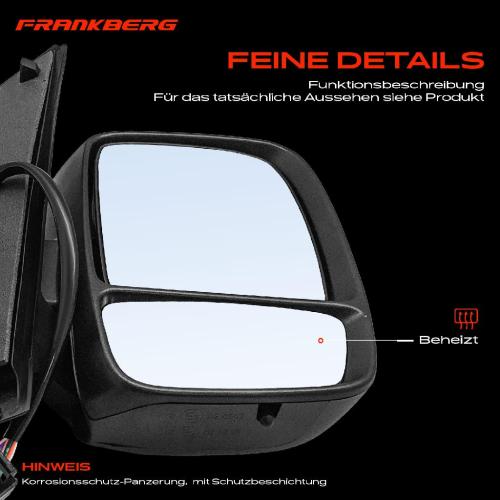 Frankberg 1x Außenspiegel Rechts für Citroën Jumpy Kasten Fiat Scudo Bus Pritsche Peugeot Expert Bild Frankberg 1x Außenspiegel Rechts für Citroën Jumpy Kasten Fiat Scudo Bus Pritsche Peugeot Expert