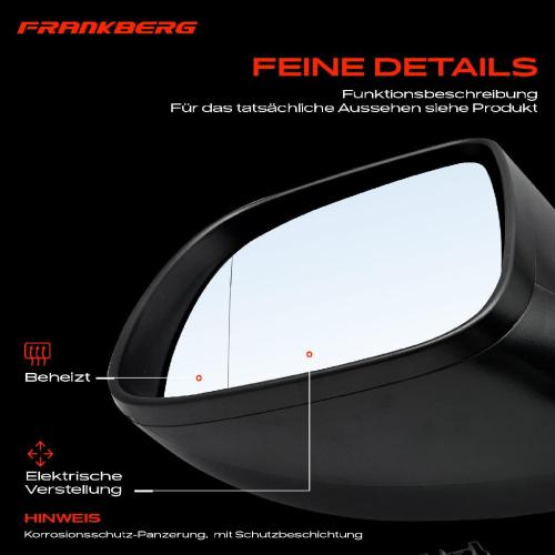 Frankberg 1x Außenspiegel Links für VW Multivan V Transporter V 7E 7H 2.0L 1.9L 2.5L 2006-2015 Bild Frankberg 1x Außenspiegel Links für VW Multivan V Transporter V 7E 7H 2.0L 1.9L 2.5L 2006-2015