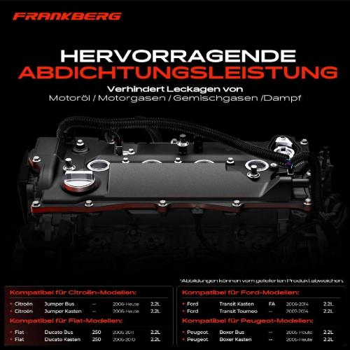 Frankberg 1x Ventildeckel Zylinderkopfhaube für Citroën Jumper Fiat Ducato Transit Peugeot Boxer 2.2L Bild Frankberg 1x Ventildeckel Zylinderkopfhaube für Citroën Jumper Fiat Ducato Transit Peugeot Boxer 2.2L