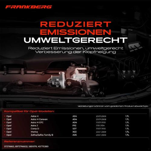 Frankberg 1x AGR-Ventil Abgasrückführungsventil für Opel Astra H Caravan GTC J Corsa D Meriva Zafira/Zafira Family B Bild Frankberg 1x AGR-Ventil Abgasrückführungsventil für Opel Astra H Caravan GTC J Corsa D Meriva Zafira/Zafira Family B