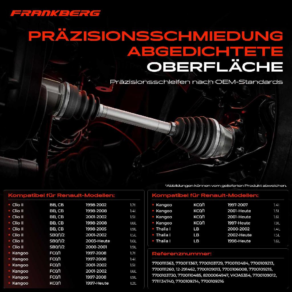 1x Antriebswelle Gelenksatz Vorderachse für Renault Clio II BB CB Kangoo KC0/1