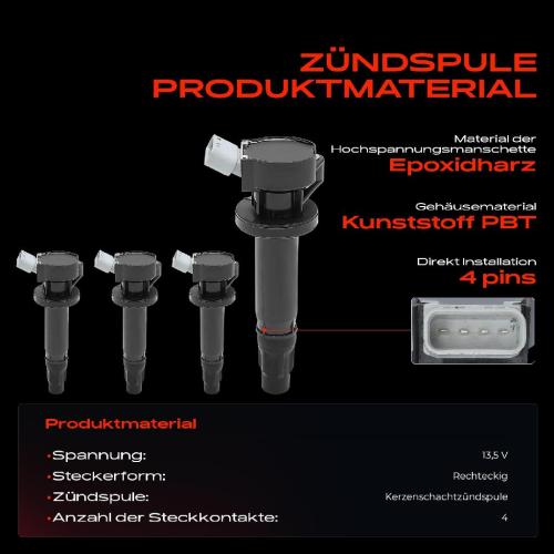 Frankberg 4x Zündspule Zündkerze für Toyota Auris Avensis Liftback Stufenheck Corolla Compact Station Wagon Bild Frankberg 4x Zündspule Zündkerze für Toyota Auris Avensis Liftback Stufenheck Corolla Compact Station Wagon