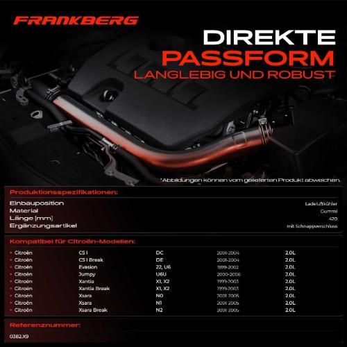 Frankberg 1x Kühlerschlauch Turboschlauch für Citroën C5 I I Break Evasion MPV Jumpy Kasten Pritsche/Fahrgestell Bild Frankberg 1x Kühlerschlauch Turboschlauch für Citroën C5 I I Break Evasion MPV Jumpy Kasten Pritsche/Fahrgestell