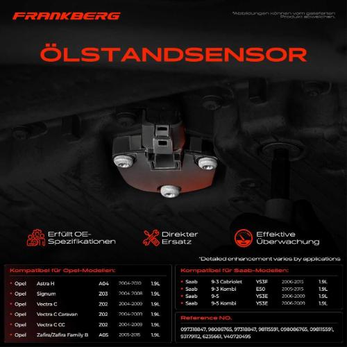 Frankberg 1x Ölstandsensor für Opel Astra H Signum Vectra C Zafira Saab 9-3 Bild Frankberg 1x Ölstandsensor für Opel Astra H Signum Vectra C Zafira Saab 9-3
