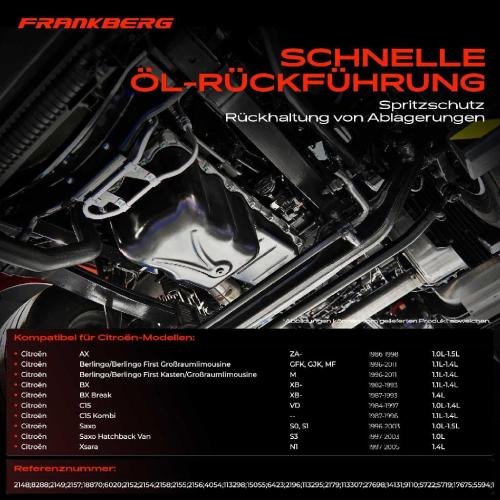 Frankberg 1x Ölwanne Motorölwanne für Citroën C15 AX BX Xsara Peugeot 106 I 205 206 306 405 Bild Frankberg 1x Ölwanne Motorölwanne für Citroën C15 AX BX Xsara Peugeot 106 I 205 206 306 405