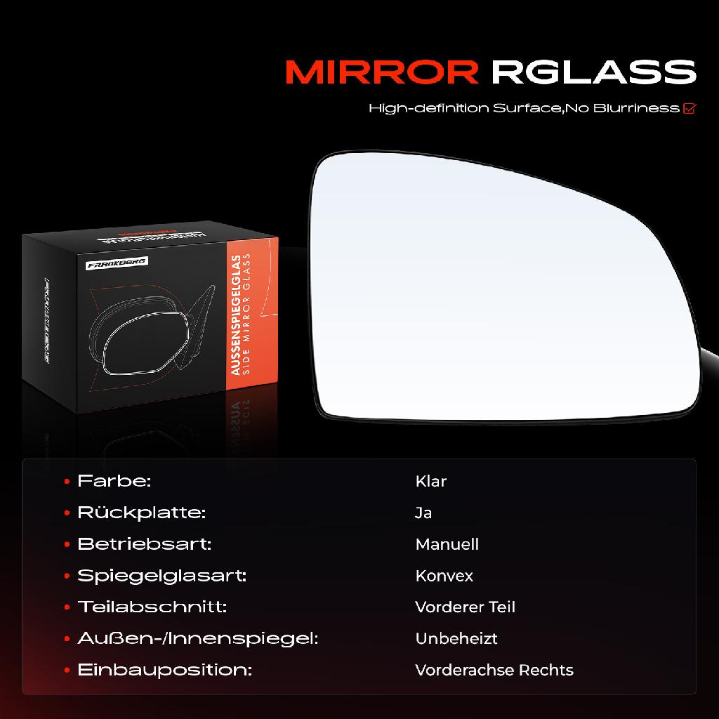 1x Spiegelglas Außenspiegel rechts für Opel Meriva A X03 2003-2010