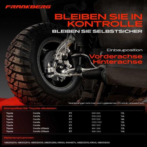 Frankberg 4x Koppelstange Vorderachse für Toyota Corolla Compact Liftback Station Wagon 1.3L 1.4L 1997-2002 Bild Frankberg 4x Koppelstange Vorderachse für Toyota Corolla Compact Liftback Station Wagon 1.3L 1.4L 1997-2002