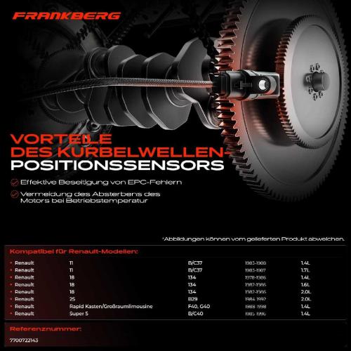 1x Kurbelwellensensor Impulsgeber für Renault 11 18 25 Rapid Super 5 1.4L 1.6L 2.0L Bild 1x Kurbelwellensensor Impulsgeber für Renault 11 18 25 Rapid Super 5 1.4L 1.6L 2.0L