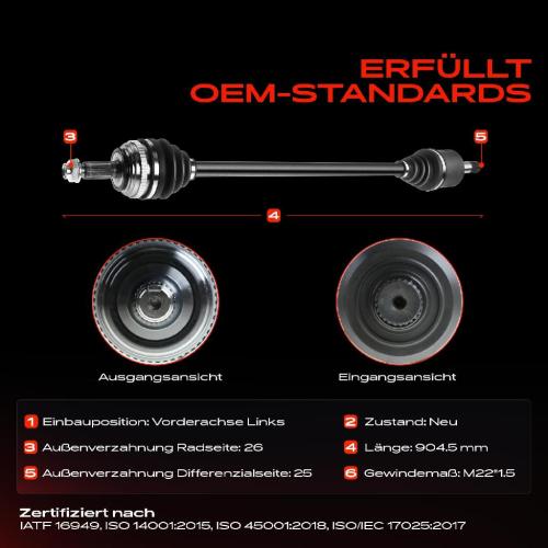 1x Antriebswelle Vorderachse Links für Honda Civic V Hatchback EG MB CRX III Bild 1x Antriebswelle Vorderachse Links für Honda Civic V Hatchback EG MB CRX III