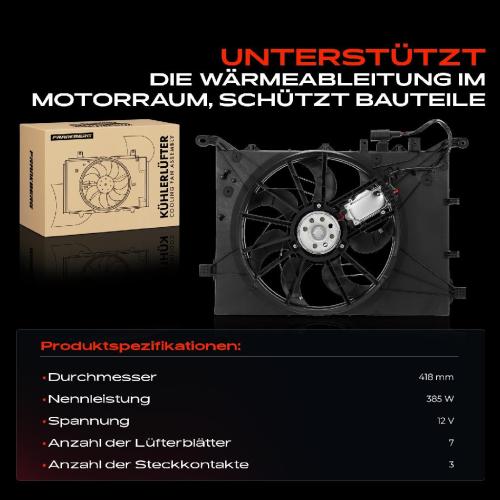 Frankberg 1x Motorkühller Einfachlüfter mit Kühlerlüfterrahmen Volvo S60 I 384 S80 I TS XY 2.4L 2.5L Bild Frankberg 1x Motorkühller Einfachlüfter mit Kühlerlüfterrahmen Volvo S60 I 384 S80 I TS XY 2.4L 2.5L