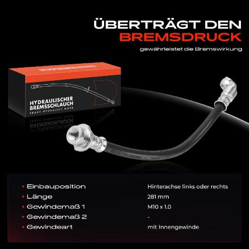 1x Bremsschlauch Bremsschläuche Hinterachse Links oder Rechts für Nissan Murano II Z51 2.5L 3.5L 2008-2014 Bild 1x Bremsschlauch Bremsschläuche Hinterachse Links oder Rechts für Nissan Murano II Z51 2.5L 3.5L 2008-2014