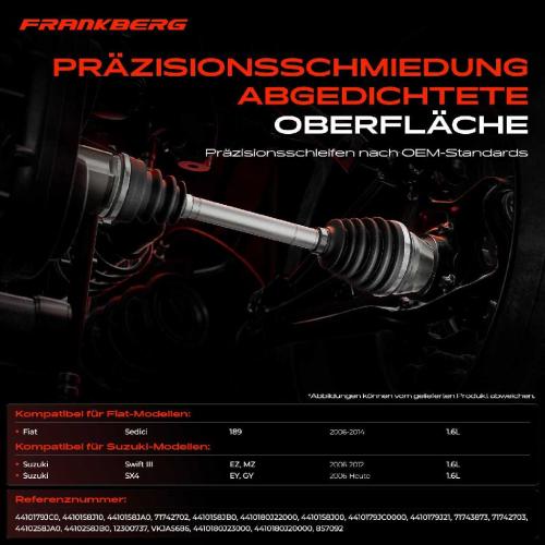 1x Antriebswelle Gelenksatz Vorderachse für Fiat Sedici 189 Suzuki SX4 EY Swift Bild 1x Antriebswelle Gelenksatz Vorderachse für Fiat Sedici 189 Suzuki SX4 EY Swift