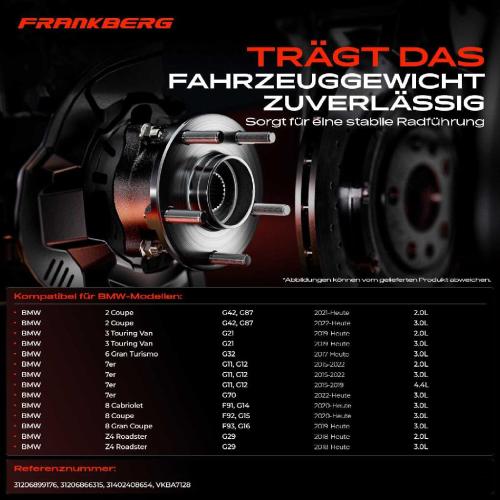 Frankberg 1x Radnabe Radlagersatz Vorderachse beidseitig für BMW F91 G14 F92 G15 F93 G16 F97 G01 G08 G29 Bild Frankberg 1x Radnabe Radlagersatz Vorderachse beidseitig für BMW F91 G14 F92 G15 F93 G16 F97 G01 G08 G29