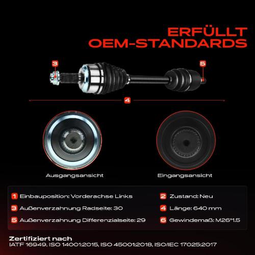 Frankberg 1x Antriebswelle Vorderachse Links für Honda CR-V III RE 2.2L 2007-2011 Bild Frankberg 1x Antriebswelle Vorderachse Links für Honda CR-V III RE 2.2L 2007-2011