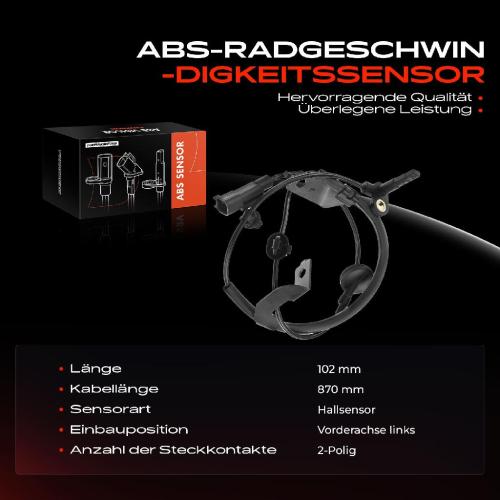 1x ABS Sensor Vorderachse links für Dodge Caliber Jeep Compass Patriot 1.8L 2.0L 2.1L 2.4L Bj ab 2006 Bild 1x ABS Sensor Vorderachse links für Dodge Caliber Jeep Compass Patriot 1.8L 2.0L 2.1L 2.4L Bj ab 2006