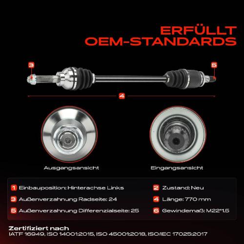 1x Antriebswelle Hinterachse Links für Subaru Forester SG Impreza Stufenheck GD Bild 1x Antriebswelle Hinterachse Links für Subaru Forester SG Impreza Stufenheck GD