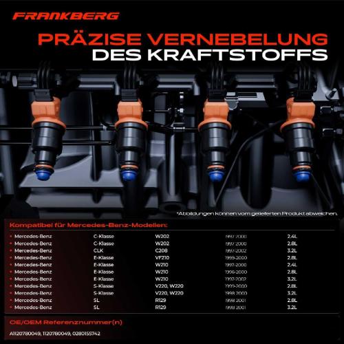 Frankberg 6x Einspritzventil Einspritzdüse für Mercedes-Benz W202 S202 C208 A208 W210 S210 W220 Bild Frankberg 6x Einspritzventil Einspritzdüse für Mercedes-Benz W202 S202 C208 A208 W210 S210 W220