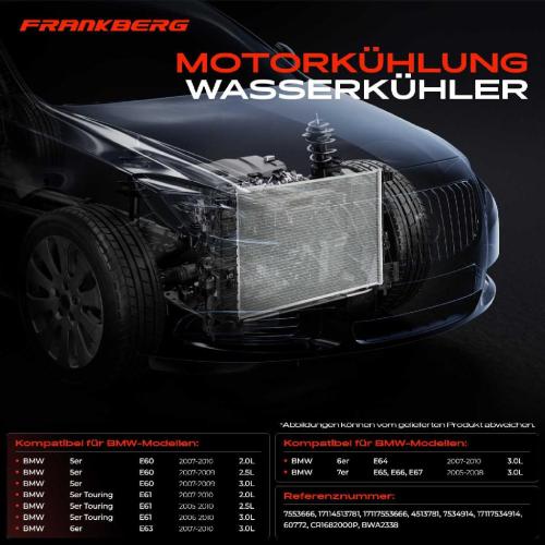 1x Kühler Wasserkühler Motorkühler für BMW 5er Touring E60 6er Cabriolet 7er E61 Bild 1x Kühler Wasserkühler Motorkühler für BMW 5er Touring E60 6er Cabriolet 7er E61