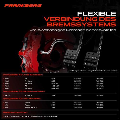 1x Bremsschlauch Bremsschläuche Vorderachse Links oder Rechts für VW Passat 3B Audi A4 8D A6 Skoda Superb I Bild 1x Bremsschlauch Bremsschläuche Vorderachse Links oder Rechts für VW Passat 3B Audi A4 8D A6 Skoda Superb I