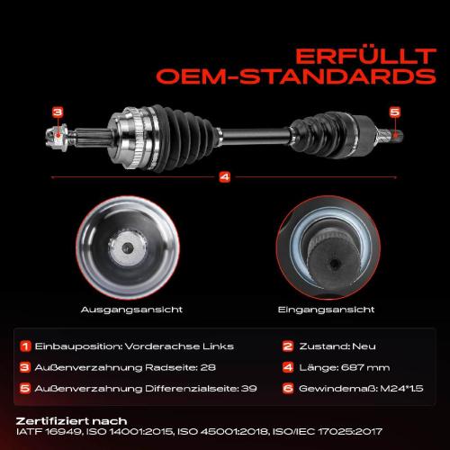 1x Antriebswelle Vorderachse Links für Nissan Interstar X70 Renault Master II FD Opel Movano F9 Bild 1x Antriebswelle Vorderachse Links für Nissan Interstar X70 Renault Master II FD Opel Movano F9