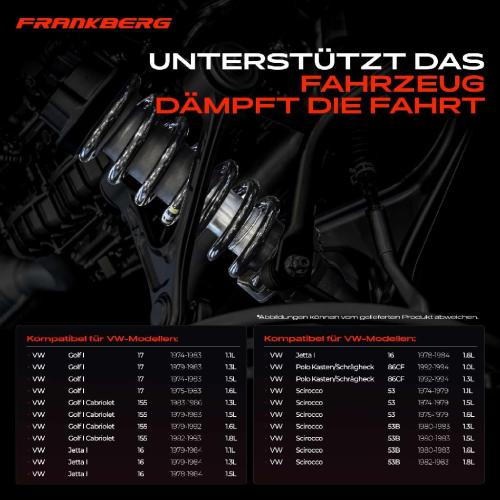 Frankberg 2x Fahrwerksfeder Vorderachse f r VW Golf 17 155 Jetta 16 Polo 86CF Scirocco 53 53B 1974-1994 Bild Frankberg 2x Fahrwerksfeder Vorderachse f r VW Golf 17 155 Jetta 16 Polo 86CF Scirocco 53 53B 1974-1994