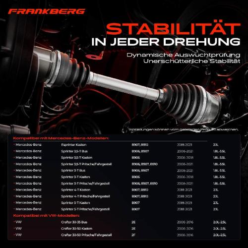 1x Antriebswelle Hinterachse Rechts für Mercedes-Benz Esprinter Sprinter B906 B910 B907 VW Craft 2E Bild 1x Antriebswelle Hinterachse Rechts für Mercedes-Benz Esprinter Sprinter B906 B910 B907 VW Craft 2E