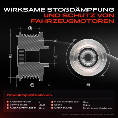 1x Generatorfreilauf Lichtmaschine für Citroën C1 Peugeot 108 Toyota Aygo Yaris Bild 1x Generatorfreilauf Lichtmaschine für Citroën C1 Peugeot 108 Toyota Aygo Yaris