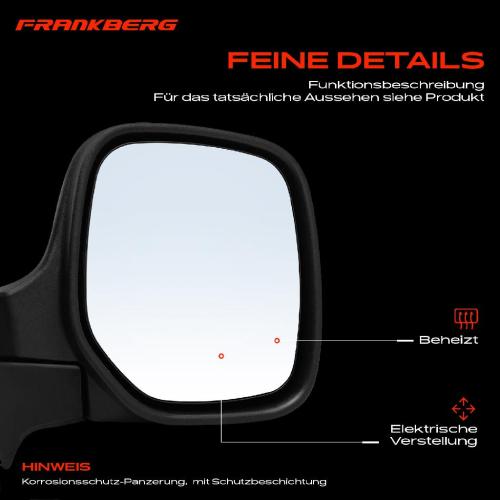 Frankberg 1x Außenspiegel Rechts für Citroën Berlingo First Peugeot Partner Combispace Kasten/MPV Bild Frankberg 1x Außenspiegel Rechts für Citroën Berlingo First Peugeot Partner Combispace Kasten/MPV