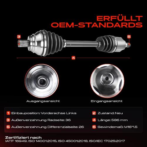 Frankberg 1x Antriebswelle Vorderachse Links für VW Jetta III 1K2 Passat CC 357 2.0L 2.5L 2006-2012 Bild Frankberg 1x Antriebswelle Vorderachse Links für VW Jetta III 1K2 Passat CC 357 2.0L 2.5L 2006-2012