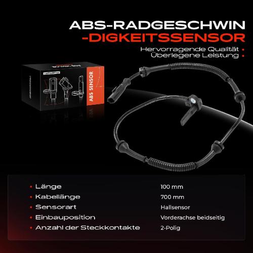 1x ABS Sensor Vorderachse beidseitig für Fiat Talento Bus Kasten Nissan NV300 Kombi Primastar Opel Bild 1x ABS Sensor Vorderachse beidseitig für Fiat Talento Bus Kasten Nissan NV300 Kombi Primastar Opel