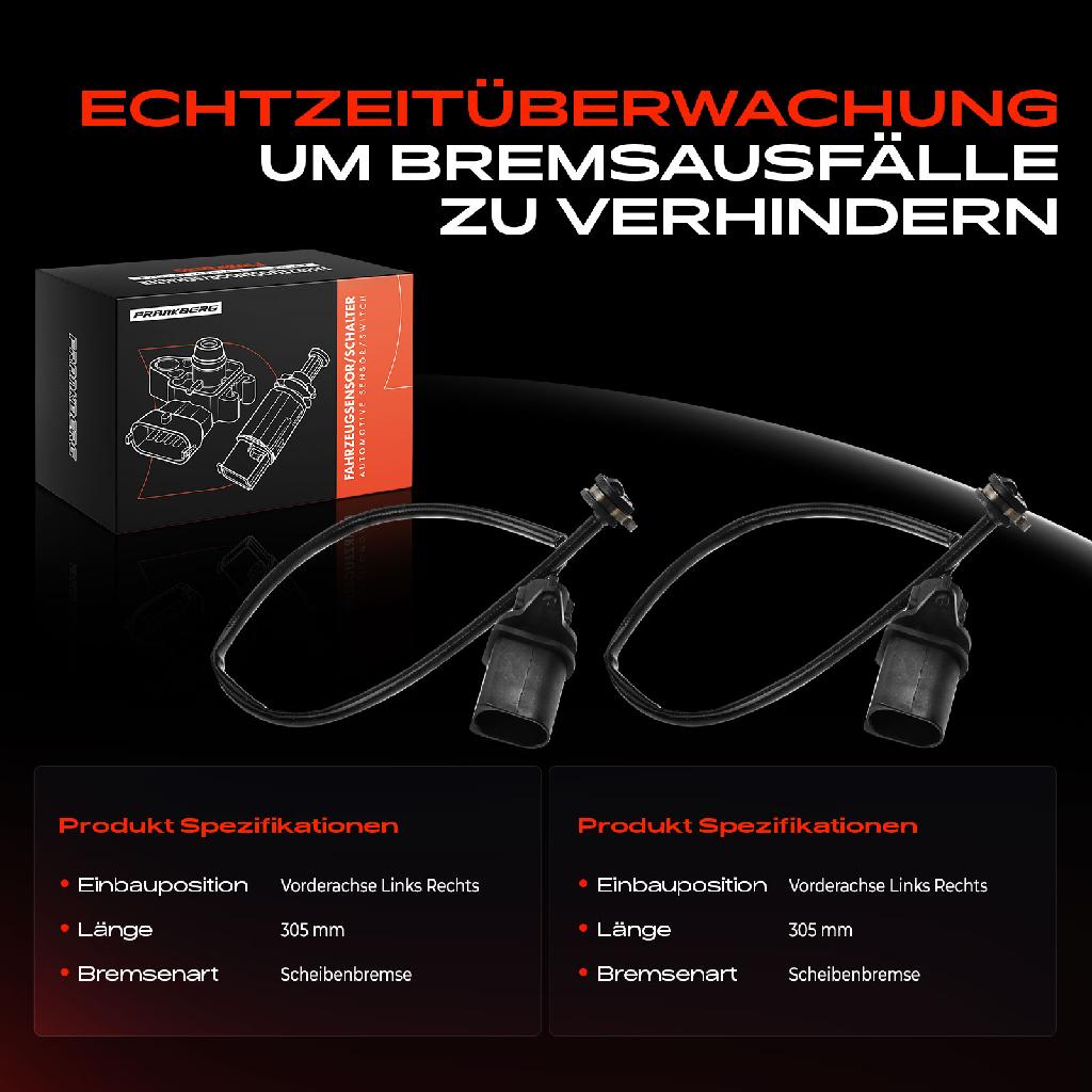 2x Warnkontakt Bremsbelagverschleiß Vorderachse für Audi A4 Avant 8D5 B5 RS4 quattro