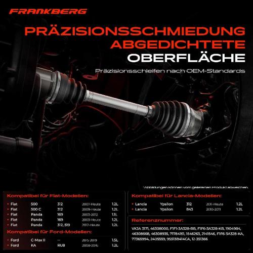 Frankberg 1x Antriebswelle Gelenksatz Vorderachse f r Fiat 500 Panda 169 Ford C-Max Focus Bild Frankberg 1x Antriebswelle Gelenksatz Vorderachse f r Fiat 500 Panda 169 Ford C-Max Focus