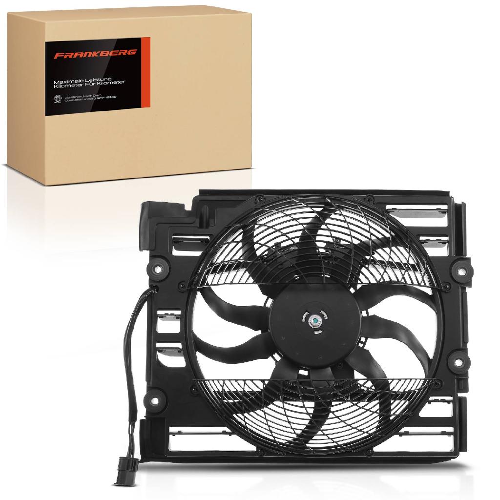 Frankberg 1x Motorkühller Einfachlüfter mit Kühlerlüfterrahmen BMW 5ER E39 1997-1998