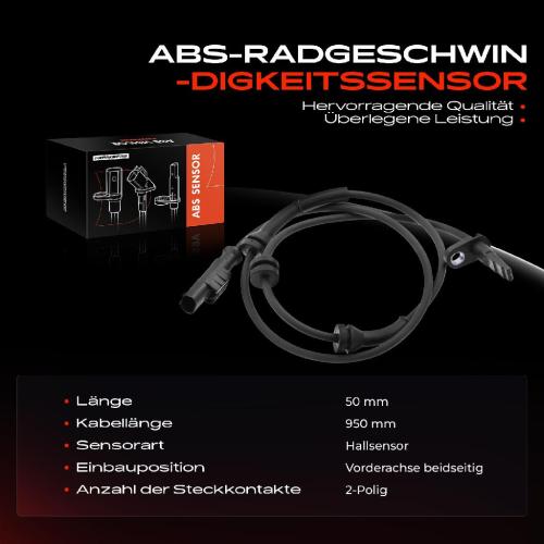 1x ABS Sensor Vorderachse beidseitig für Alfa Romeo 159 Sportwagon 1.7L 1.8L 1.9L 2.0L 2.2L 2.4L 2005-2012 Bild 1x ABS Sensor Vorderachse beidseitig für Alfa Romeo 159 Sportwagon 1.7L 1.8L 1.9L 2.0L 2.2L 2.4L 2005-2012