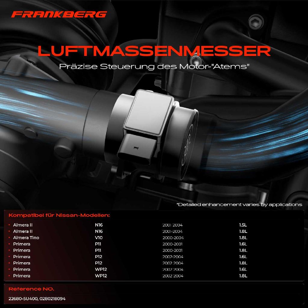 1x Luftmassenmesser für Nissan Almera II N16 Almera II Hatchback Almera Tino V10 Primera P11 P12 WP12
