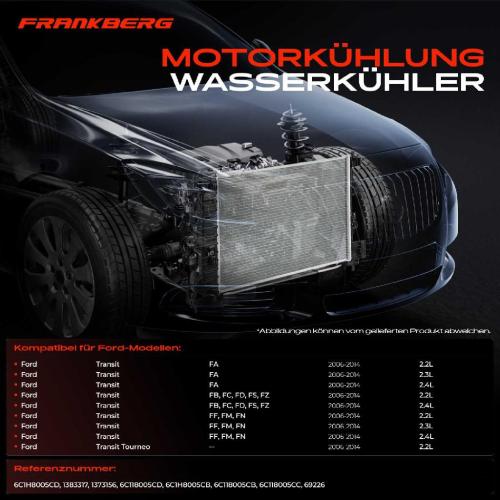 Frankberg 1x Kühler Wasserkühler Motorkühler für Ford Transit Bus FB FC FA FF Bild Frankberg 1x Kühler Wasserkühler Motorkühler für Ford Transit Bus FB FC FA FF