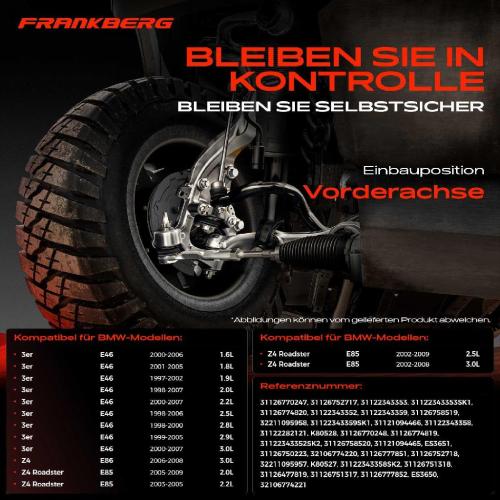 Frankberg 1x Querlenker Satz Vorderachse für BMW 3er Cabriolet Compact Coupe Touring E46 E86 E85 1997-2009 Bild Frankberg 1x Querlenker Satz Vorderachse für BMW 3er Cabriolet Compact Coupe Touring E46 E86 E85 1997-2009