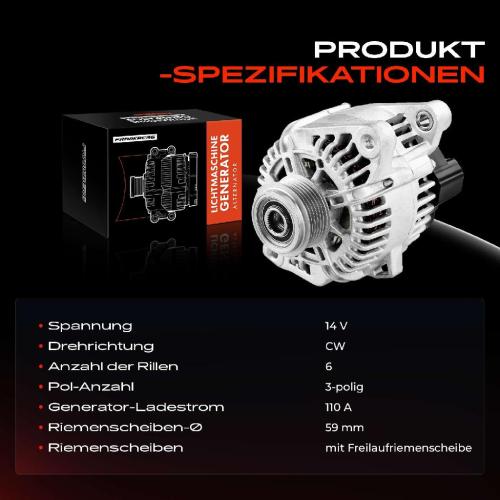 1x Lichtmaschine Generator für Hyundai i40 VF iX35 EL KIA Sportage SL 2.0L Bild 1x Lichtmaschine Generator für Hyundai i40 VF iX35 EL KIA Sportage SL 2.0L