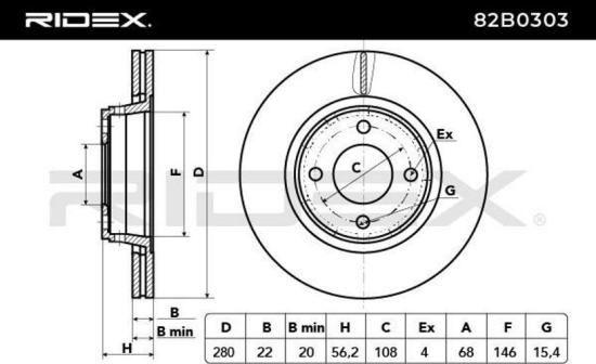 RIDEX 82B0303 2x Bremsscheiben Vorne Ø280mm Belüftet für AUDI 80 Limousine Bild RIDEX 82B0303 2x Bremsscheiben Vorne Ø280mm Belüftet für AUDI 80 Limousine