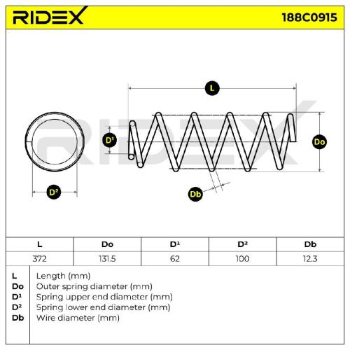 RIDEX 188C0915 2x Federn Fahrwerksfedern Hinten für MAZDA 3 Schrägheck Bild RIDEX 188C0915 2x Federn Fahrwerksfedern Hinten für MAZDA 3 Schrägheck