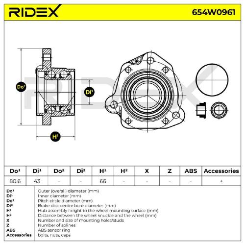 RIDEX 654W0961 Radlagersatz pro 1 Rad Hinten rechts Schrägkugellager für HONDA Bild RIDEX 654W0961 Radlagersatz pro 1 Rad Hinten rechts Schrägkugellager für HONDA