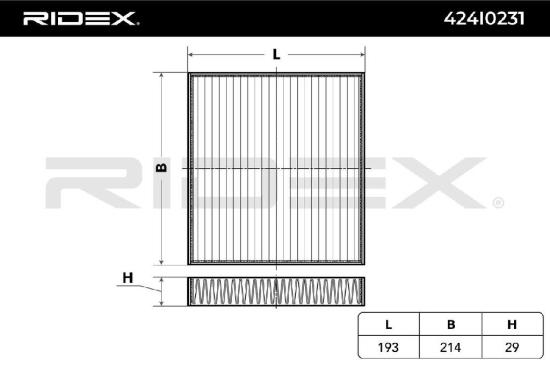 RIDEX 424I0231 Innenraumfilter Pollenfilter Aktivkohlefilter Höhe: 30 Breite: Bild RIDEX 424I0231 Innenraumfilter Pollenfilter Aktivkohlefilter Höhe: 30 Breite:
