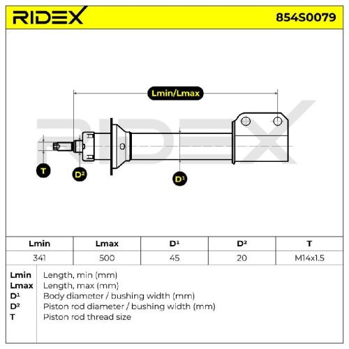 RIDEX 854S0079 2x Stoßdämpfer Federbein Gasdruck Vorne für RENAULT Scénic 1 Bild RIDEX 854S0079 2x Stoßdämpfer Federbein Gasdruck Vorne für RENAULT Scénic 1