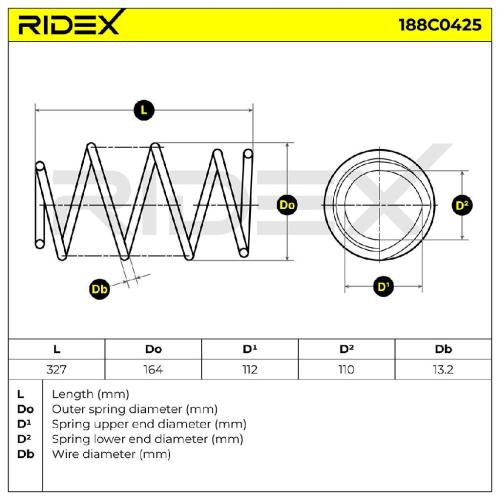 RIDEX 188C0425 2x Federn Fahrwerksfedern Vorne für BMW 5 Limousine (E60) Bild RIDEX 188C0425 2x Federn Fahrwerksfedern Vorne für BMW 5 Limousine (E60)
