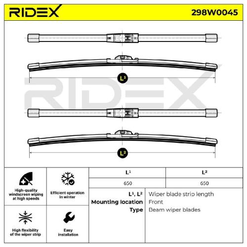 RIDEX Scheibenwischer Satz Wischerblätter Satz mit Spoiler Vorne Länge 1: 650mm Bild RIDEX Scheibenwischer Satz Wischerblätter Satz mit Spoiler Vorne Länge 1: 650mm