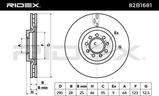 RIDEX 82B1681 1x Bremsscheibe Vorne Ø290mm Belüftet für IVECO 2996121 504121612 Bild RIDEX 82B1681 1x Bremsscheibe Vorne Ø290mm Belüftet für IVECO 2996121 504121612