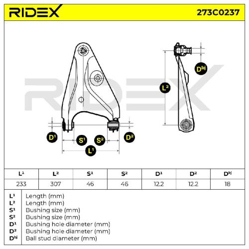 RIDEX 273C0237 Lenker Radaufhängung Querlenker Front für DACIA SANDERO II Bild RIDEX 273C0237 Lenker Radaufhängung Querlenker Front für DACIA SANDERO II