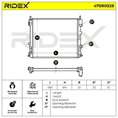 RIDEX 470R0528 Motorkühler / Wasserkühler für RENAULT Clio 1I (BB0/1/2, CB0/1/2) Bild RIDEX 470R0528 Motorkühler / Wasserkühler für RENAULT Clio 1I (BB0/1/2, CB0/1/2)