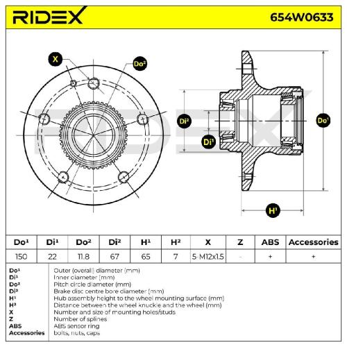 RIDEX 654W0633 Radlagersatz pro 1 Rad Vorne beidseitig Kegelrollenlager Bild RIDEX 654W0633 Radlagersatz pro 1 Rad Vorne beidseitig Kegelrollenlager